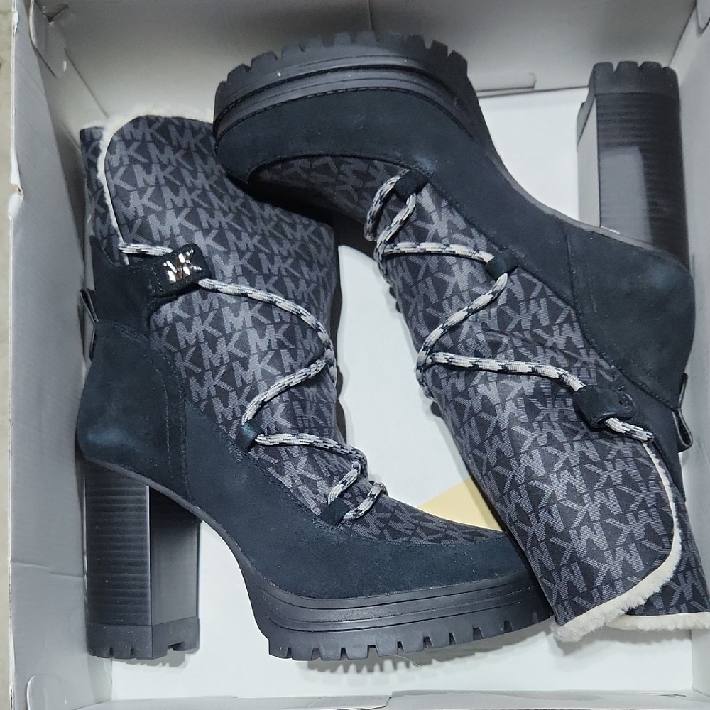 Michael Kors Black Patterned Heeled Boots